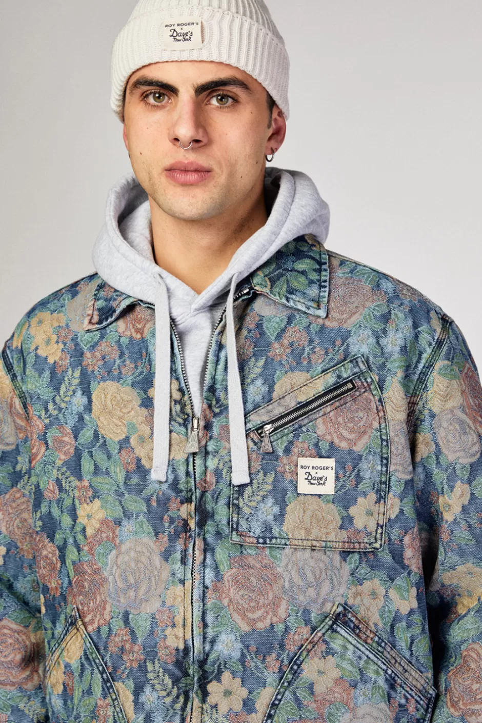 Veste utilitaire homme Roy Rogers x Dave's New York - Tissu jacquard artisanat avec détails vintage