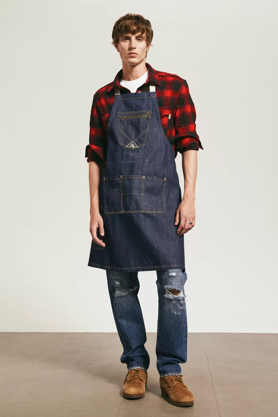 Tablier Denim Vintage Donna Roy Rogers - Finition Lavée Naturelle avec Détails Authentiques