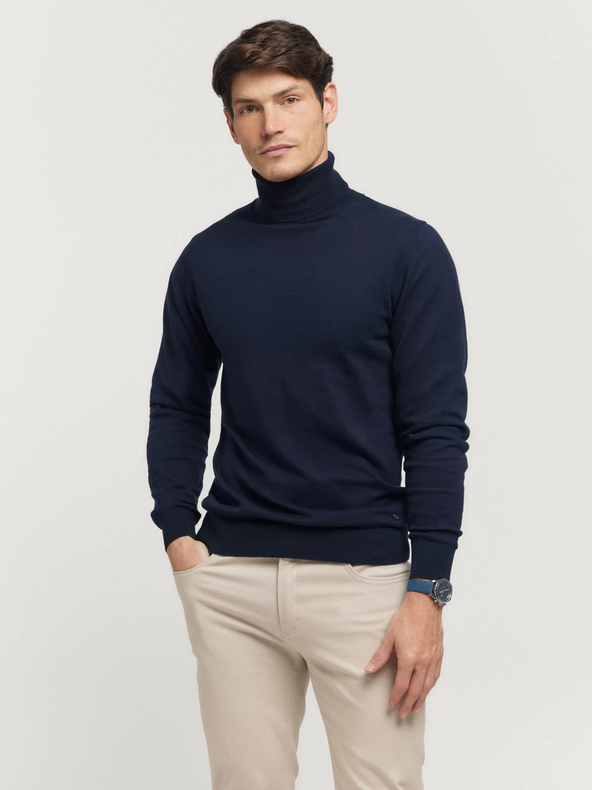 New Alvaro Moreno JERSEY ROLL COLLAR  Azul Marino