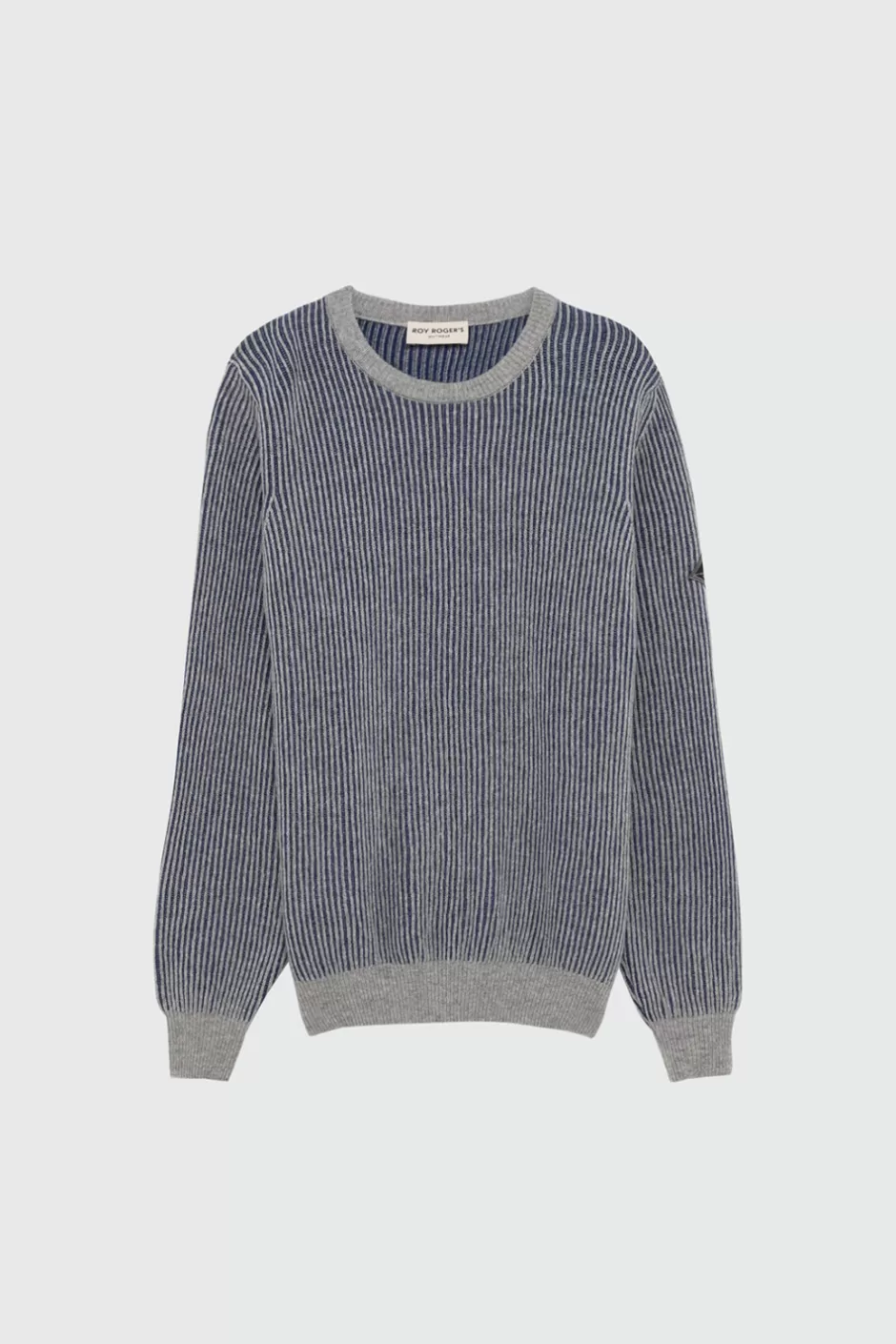 Pull Homme Roy Rogers - Col Rond en Laine et Cachemire Doux, Style Bicolore Élégant