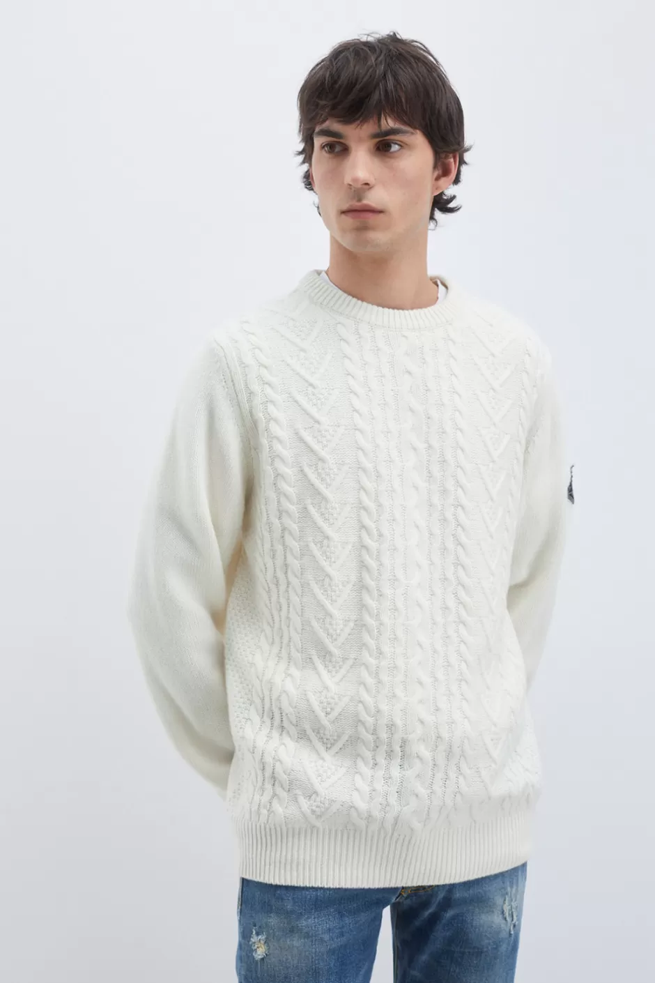 Pull homme col rond Roy Rogers en laine et cachemire - Style pêcheur intemporel