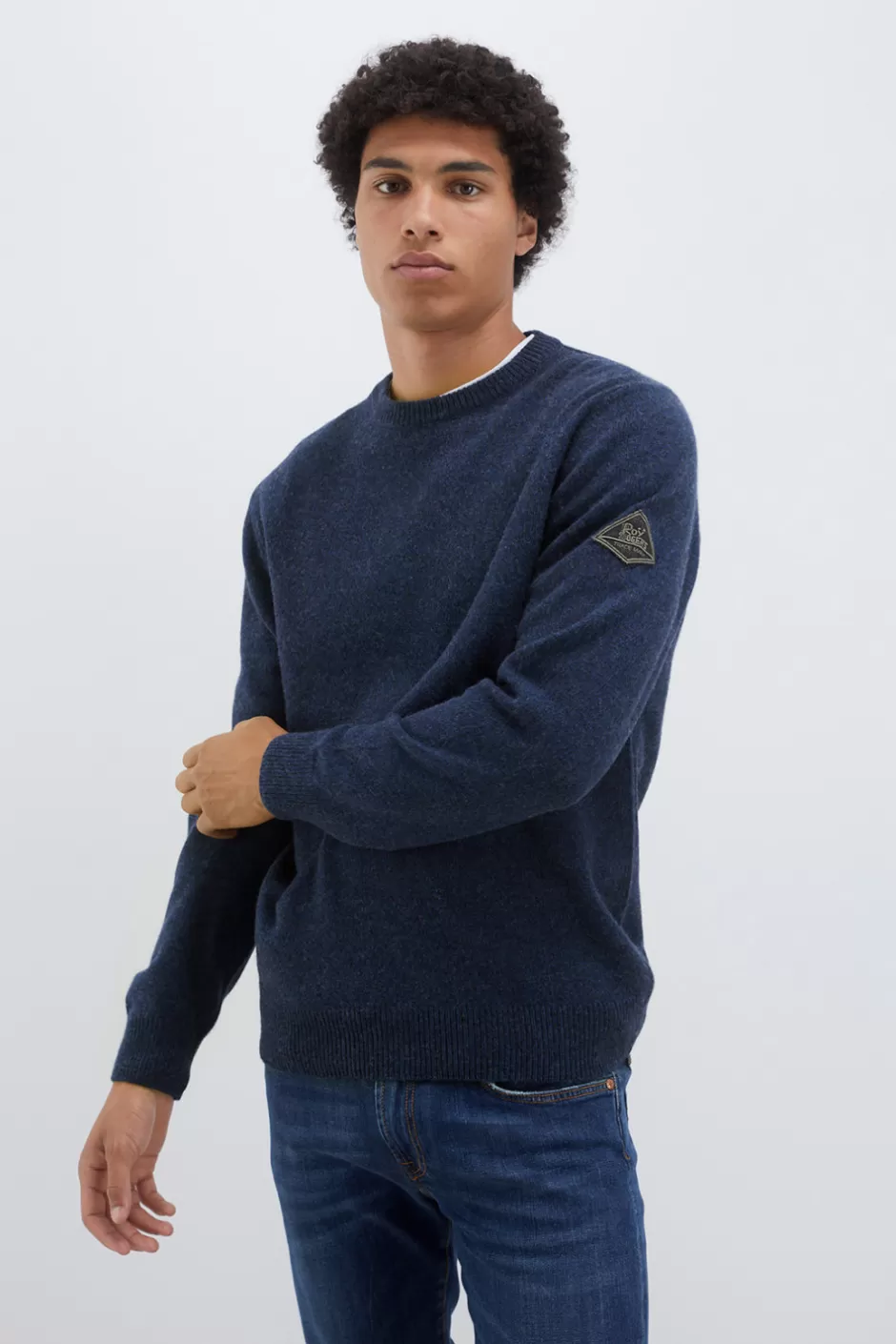 Pull Homme Roy Rogers en Mélange Laine-Cachemire - Col Rond Modèle Muline