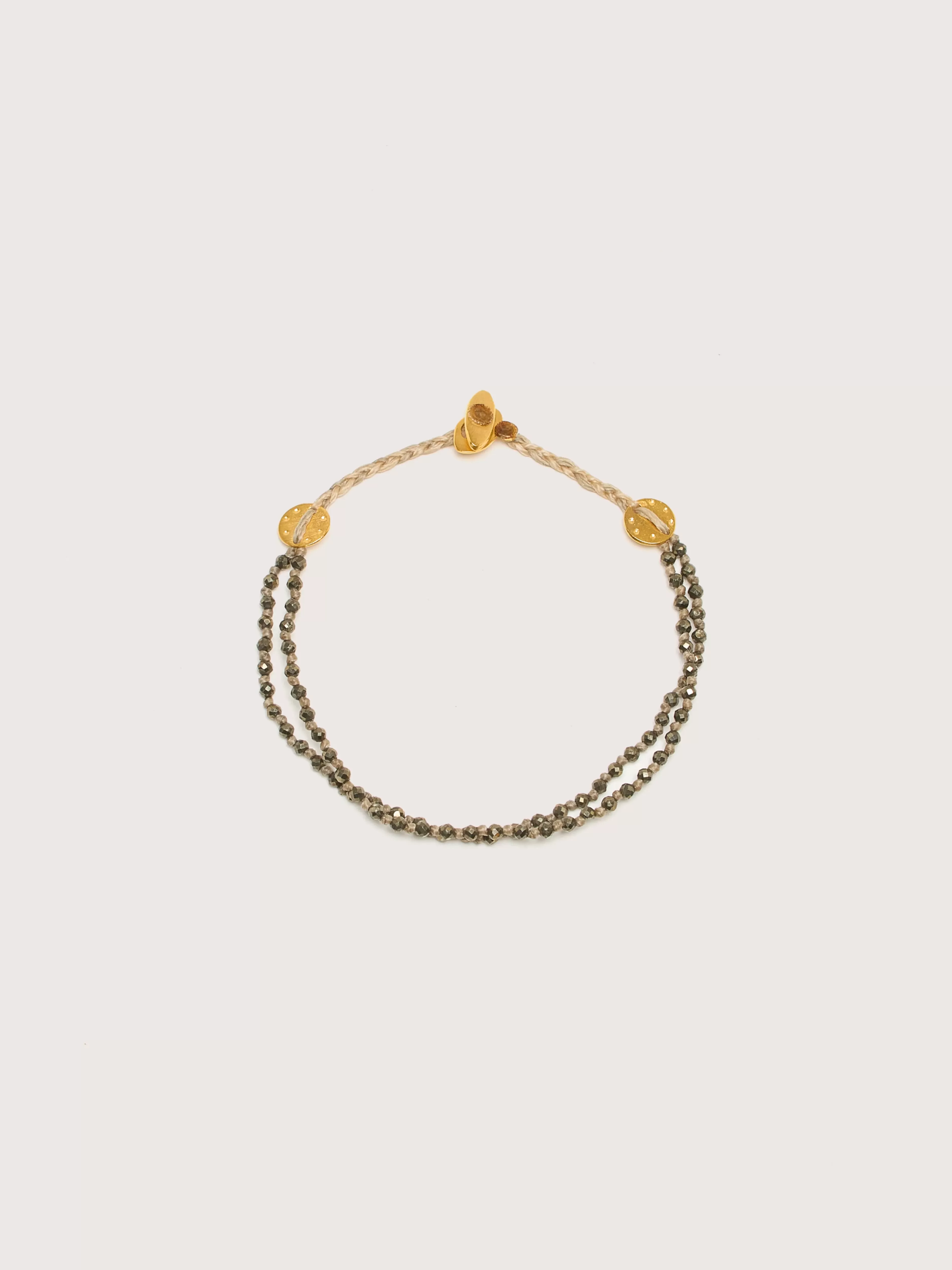 Bracelet Femme Mary Gaitani - Double Rang de Pyrite Naturelle - Bijou Élégant Artisanal - Collection Exclusive en Ligne