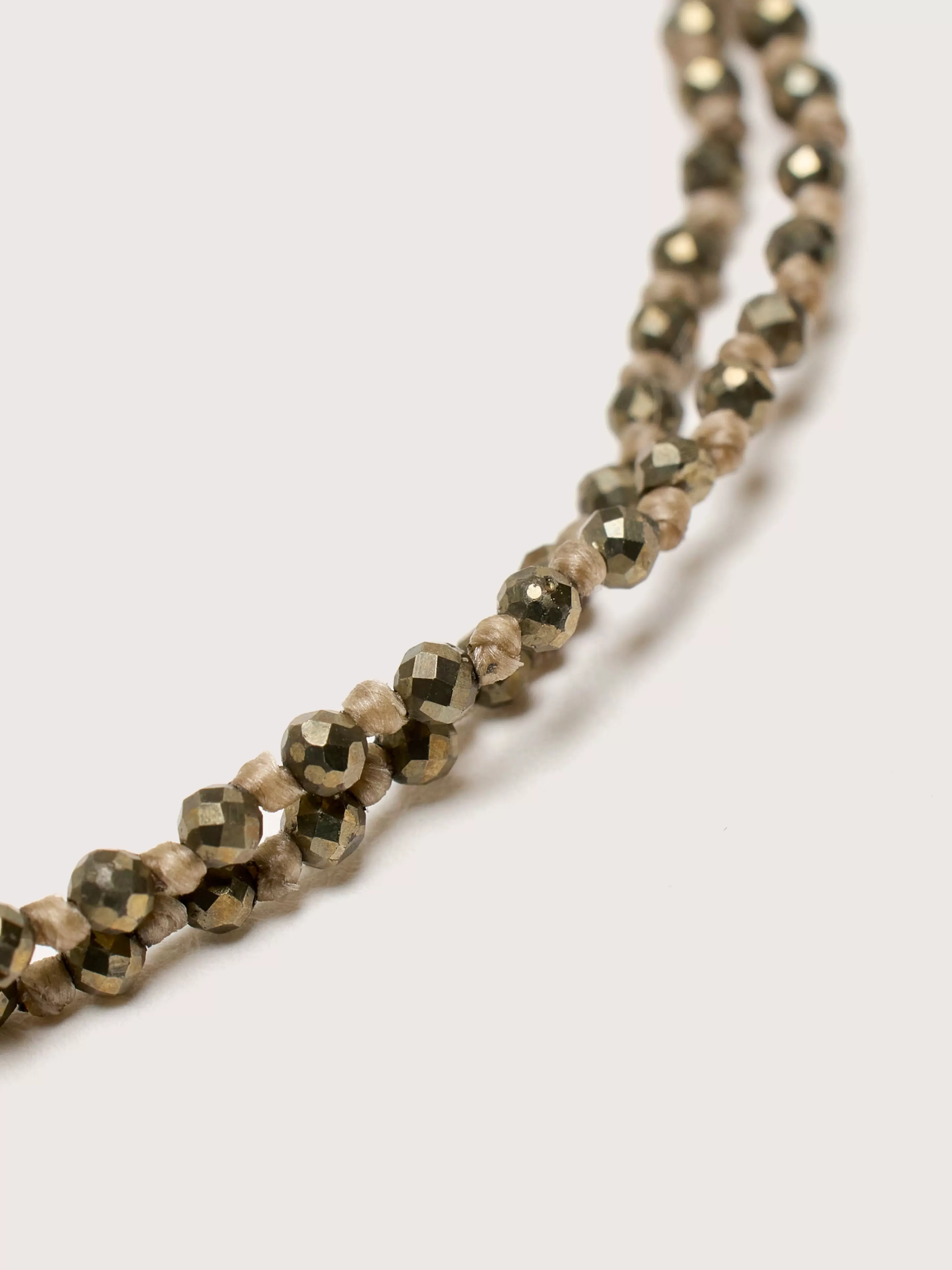 Bracelet Femme Mary Gaitani - Double Rang de Pyrite Naturelle - Bijou Élégant Artisanal - Collection Exclusive en Ligne
