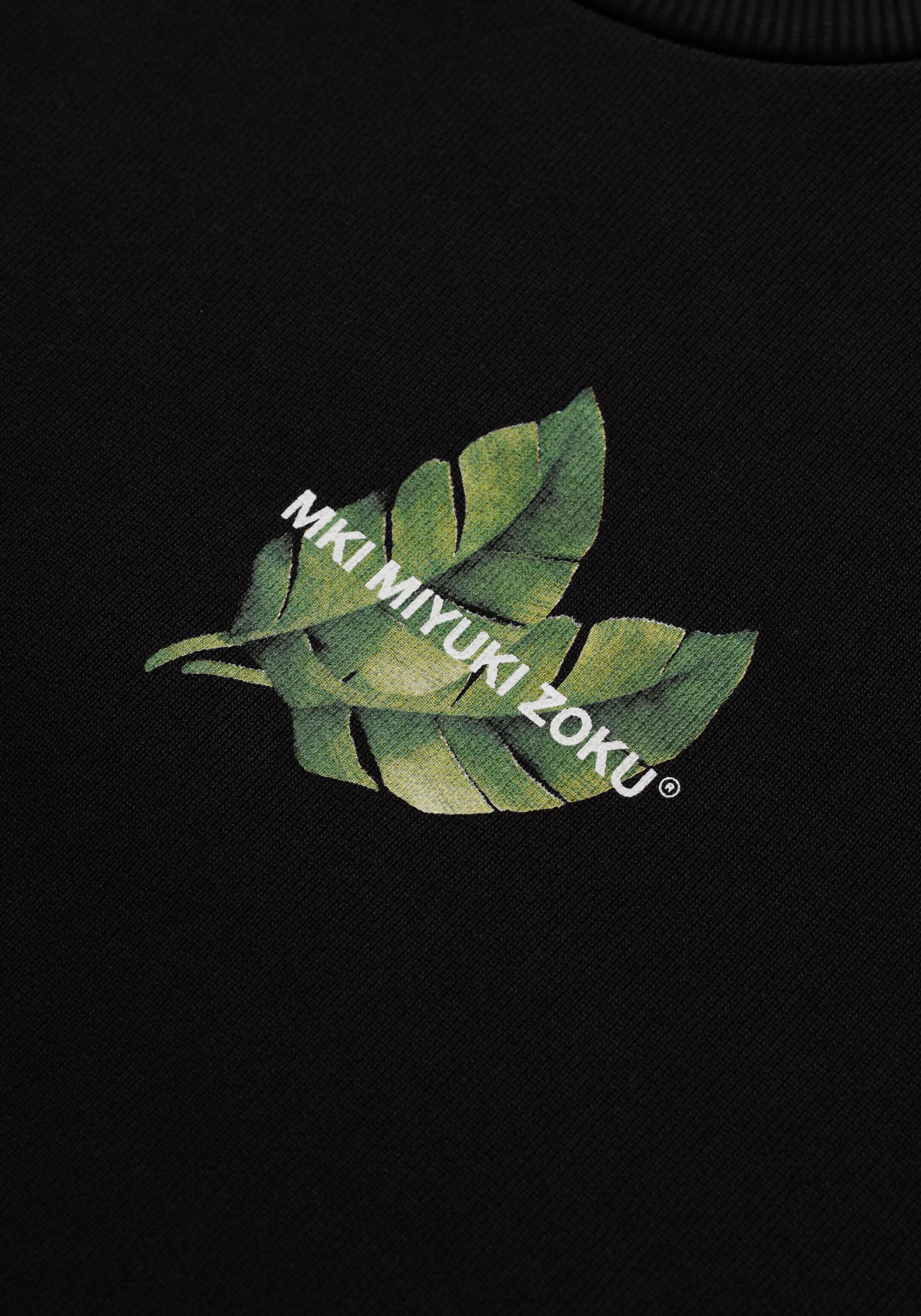 Sweat-shirt à col rond motif feuille - Collection printanière MKI x Miyuki Zoku (Hauts décontractés)