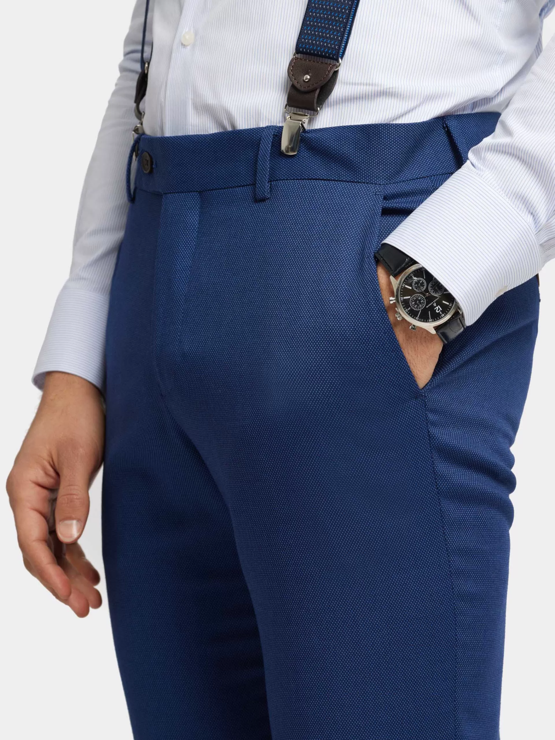 Pantalon décontracté Alvaro Moreno - Bleu Birdseye, coupe moderne et prix attractif
