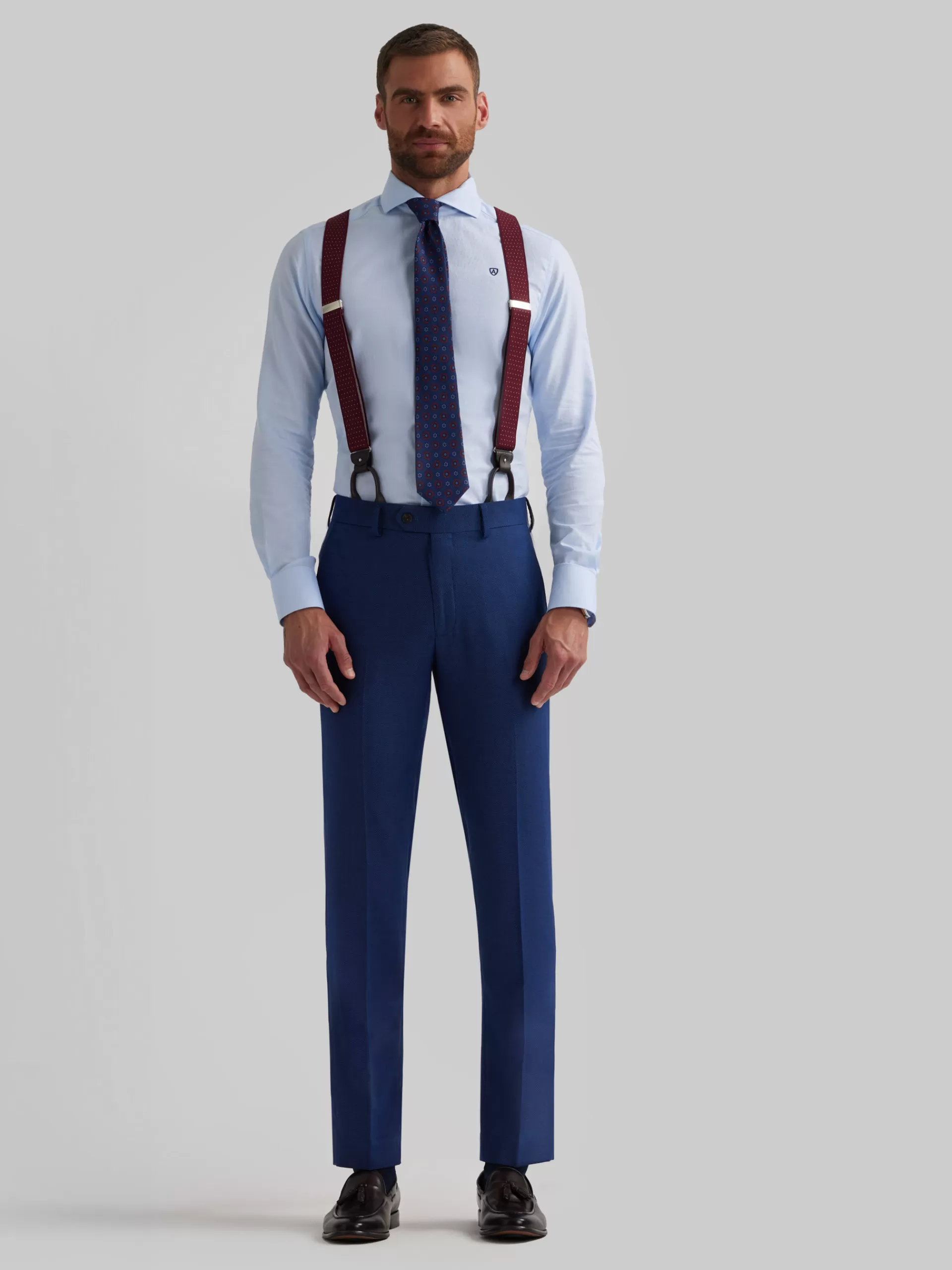 Pantalon Alvaro Moreno en tissu birdseye délavé - Bleu nuit en promotion