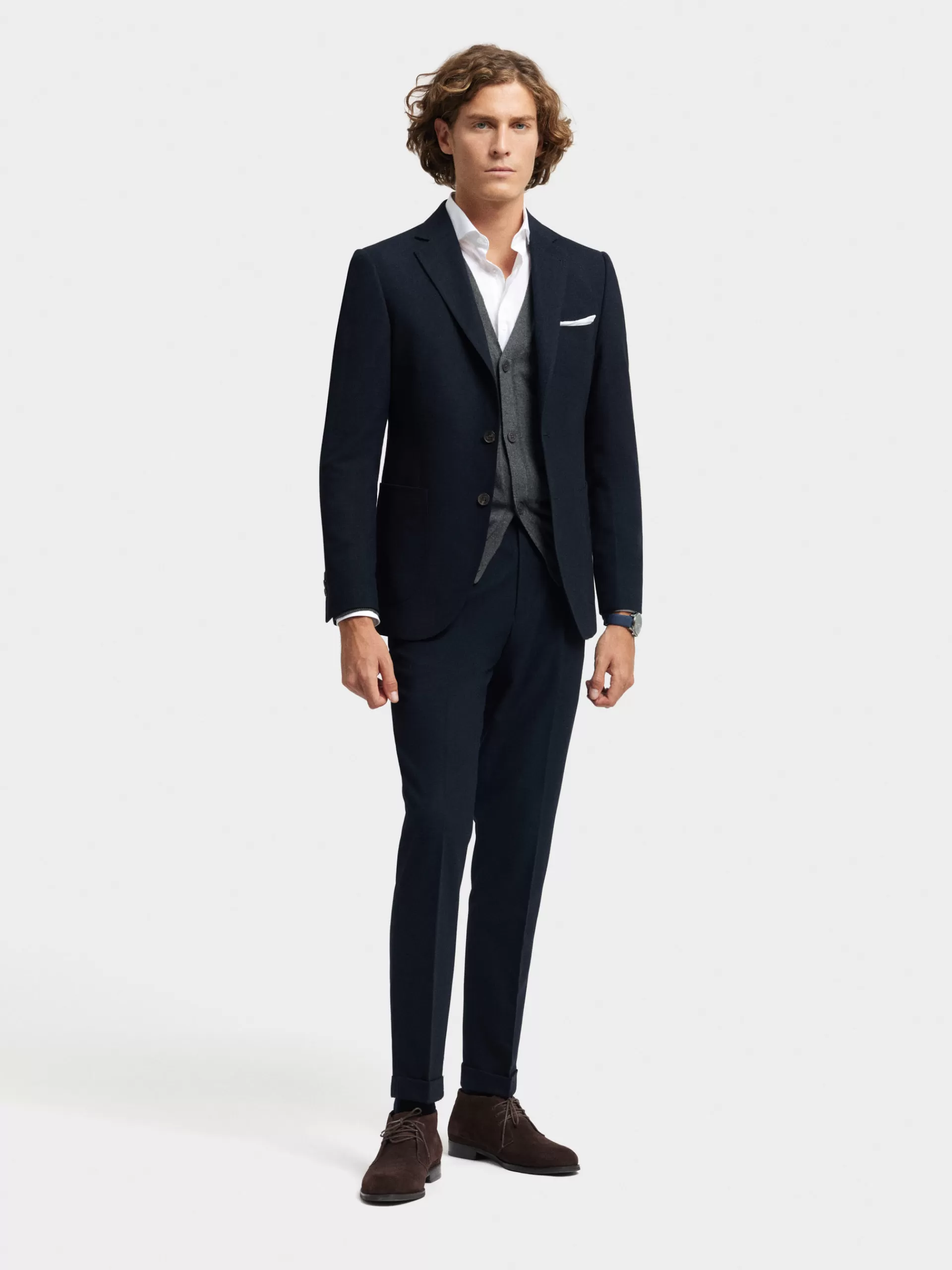 Pantalon Classique en Tissu Twill Bleu Marine par Alvaro Moreno - Élégance Intemporelle à Petit Prix