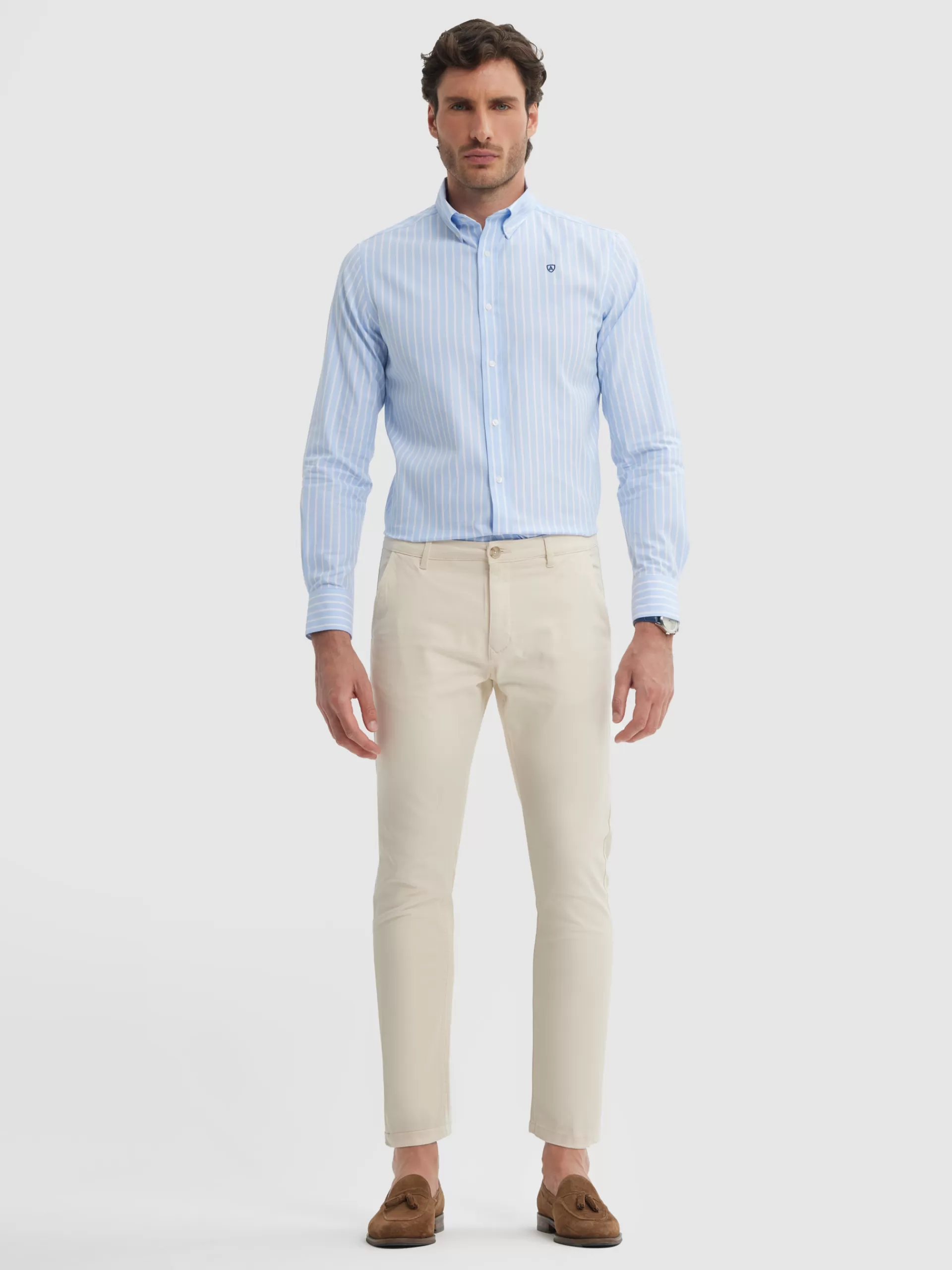 Pantalon Slim Décontracté Alvaro Moreno - Modèle Elvis en Toile Terre Cuite