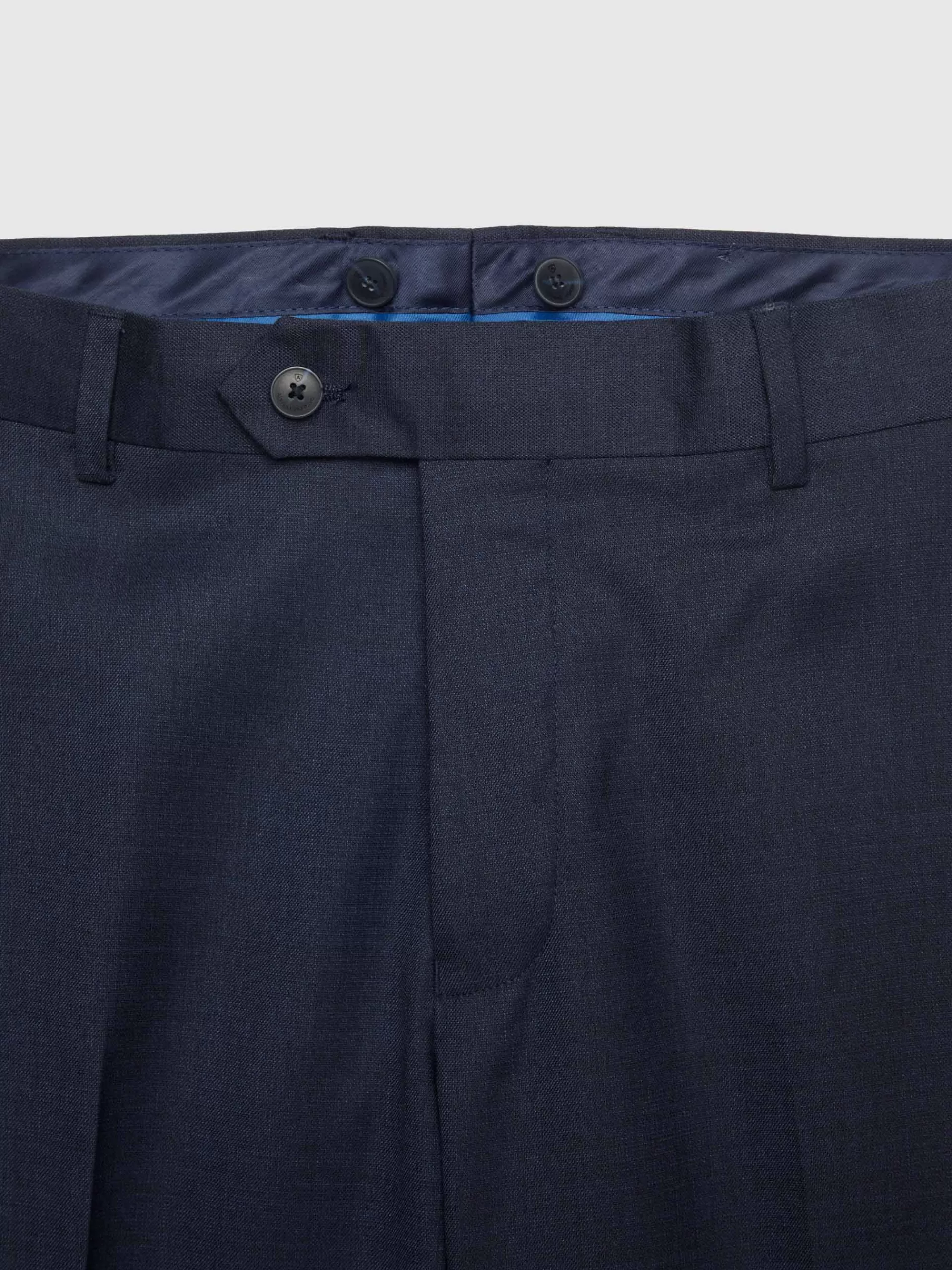 Pantalon Alvaro Moreno en Tissu Fil-à-Fil Bleu Marine - Style Urbain avec Détails Élégants