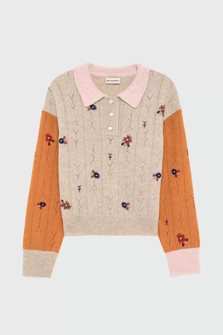 Chemisier Polo Classique Donna Roy - Style Rogers en Laine Shetland à Motif Patriote