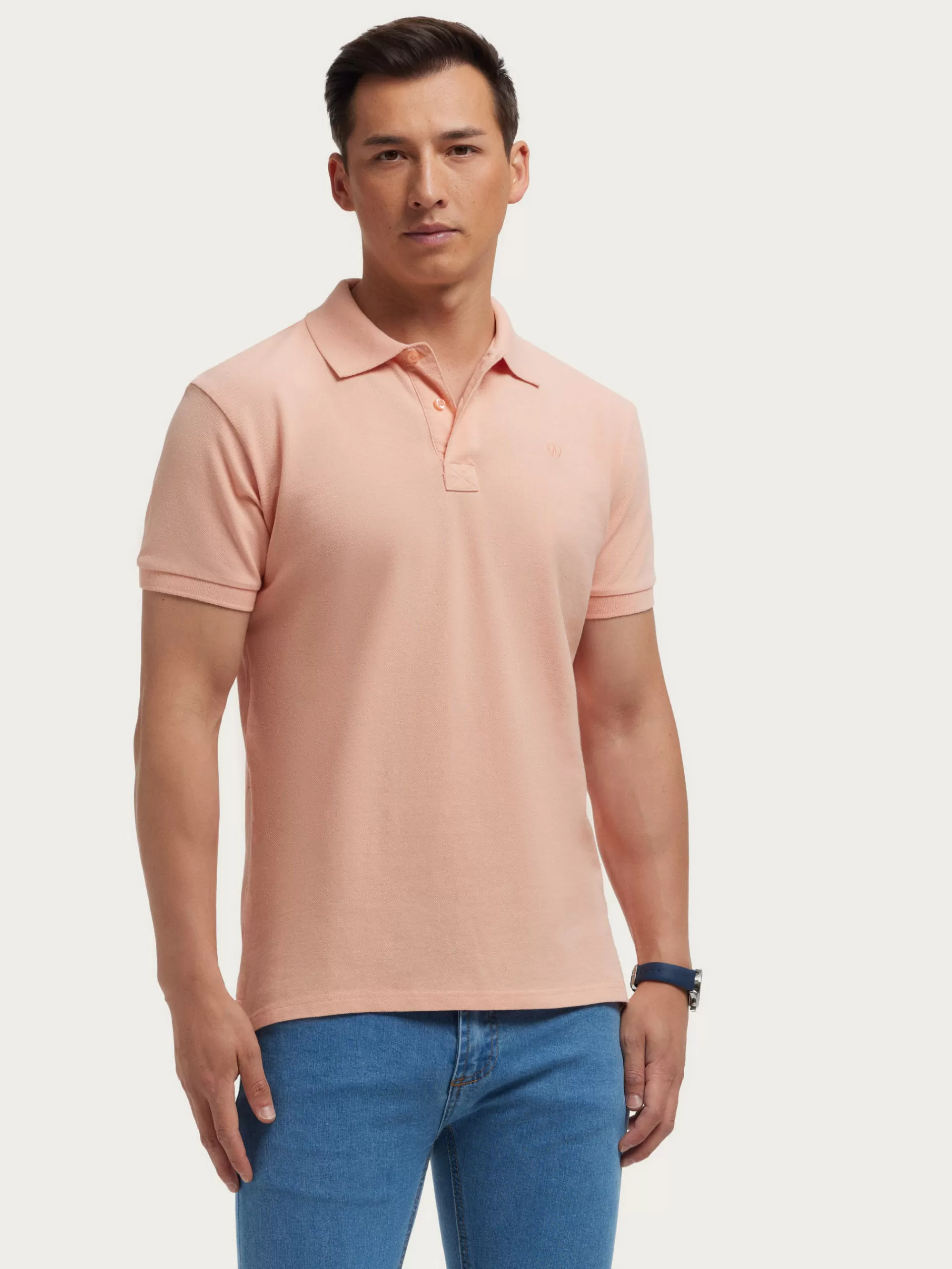 Polo Homme Alvaro-Moreno - Collection Scooby en Coton Élégant, Teinte Saumon Confortable