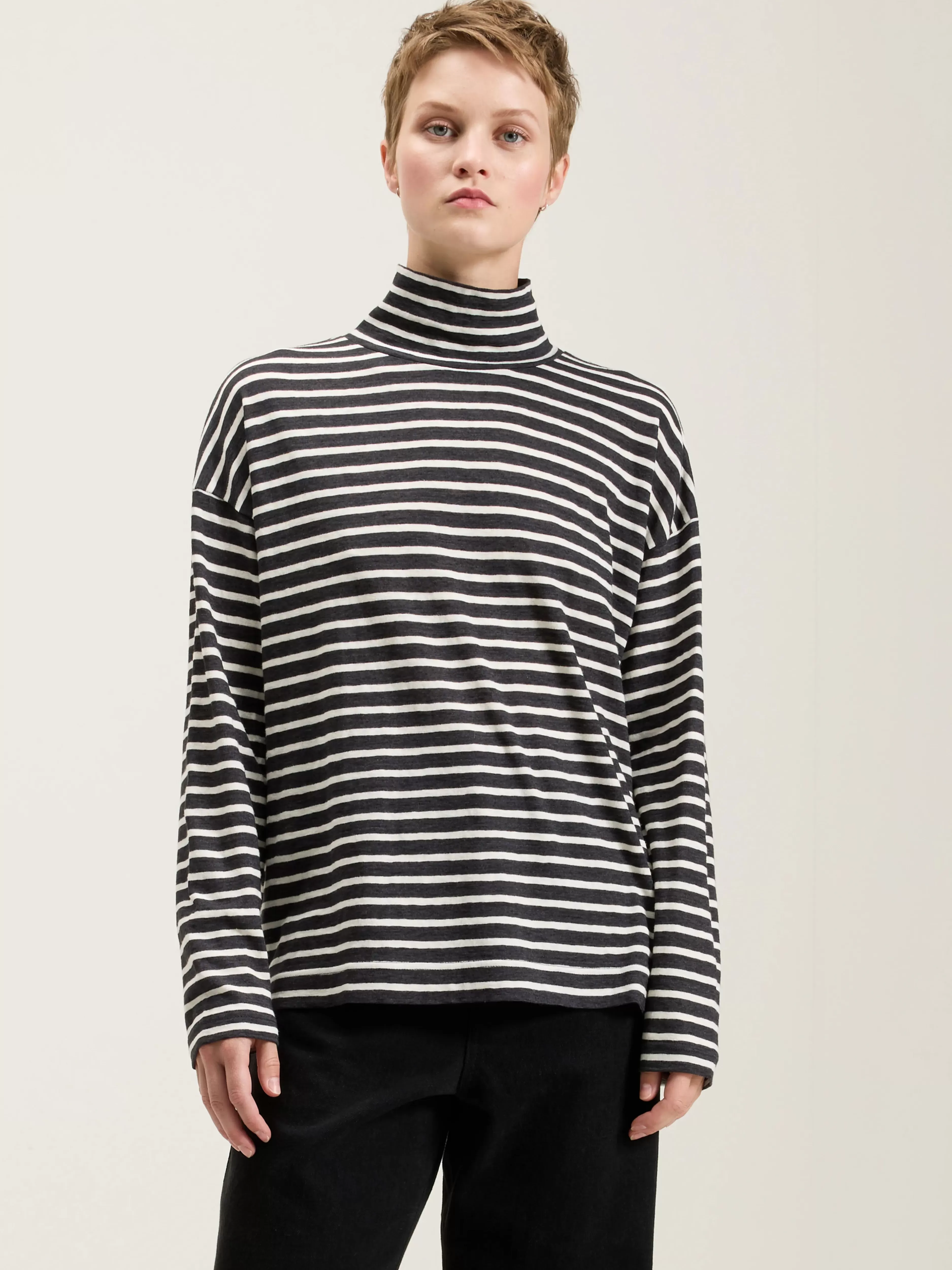 Pull col monté rayé effet brouillard - Sarahwear en Soldes Flash