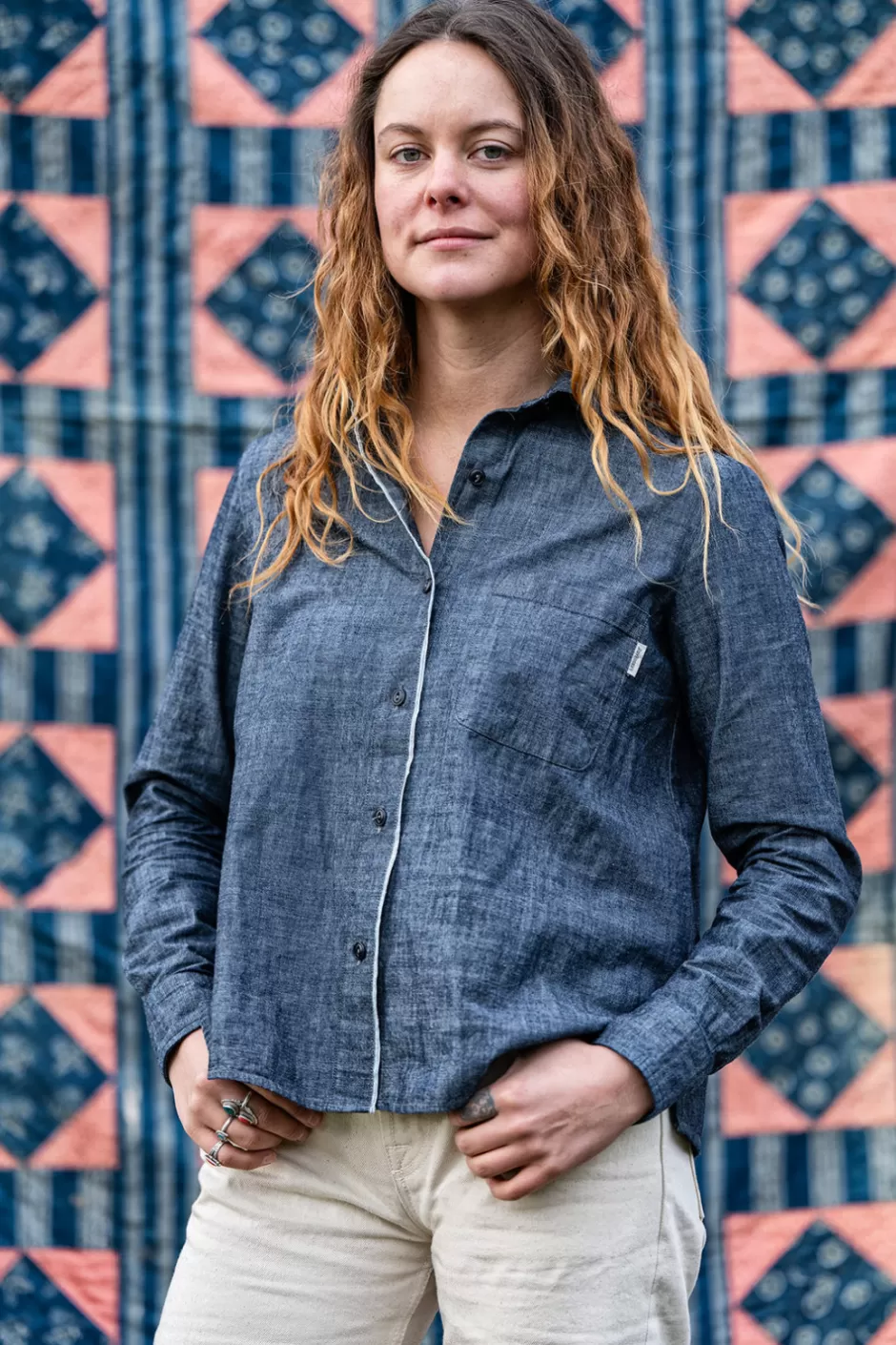 Chemise Donna Roy Rogers - Lavage Chambray à Lisière Japonaise pour Femme Petite Taille